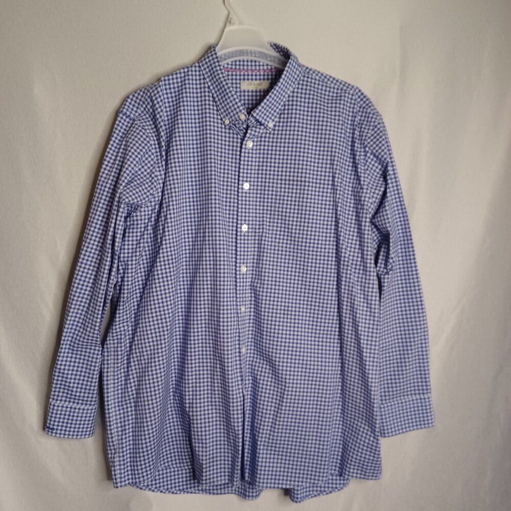 OOBE Shirt Men's 3XL Blue Gingham Check Button Down Long Sleeve Casual